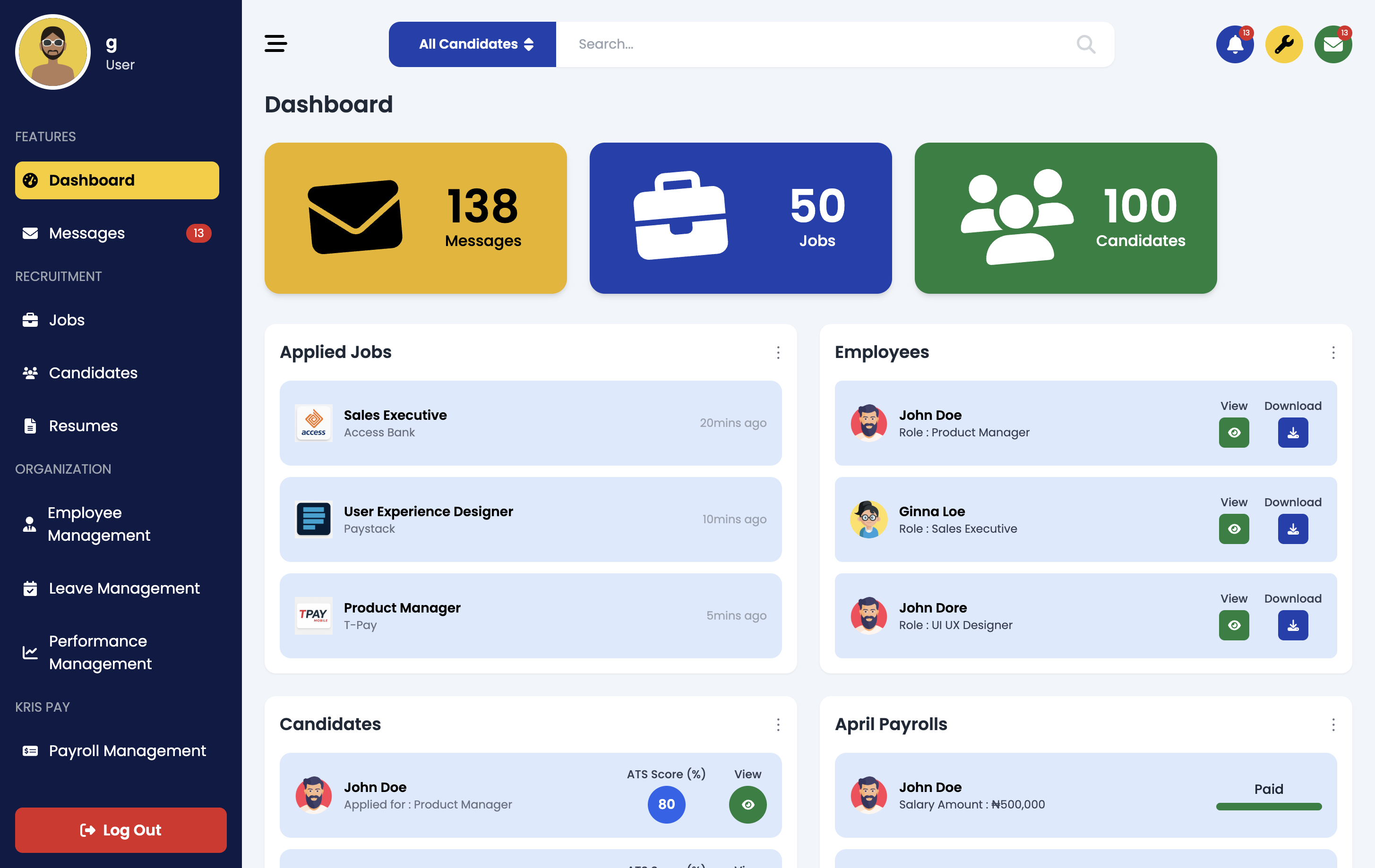 HR Management Dashboard Project